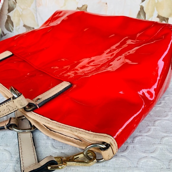 Coach Red Patent Embossed Large Satchel Bag - Picture 12 of 13